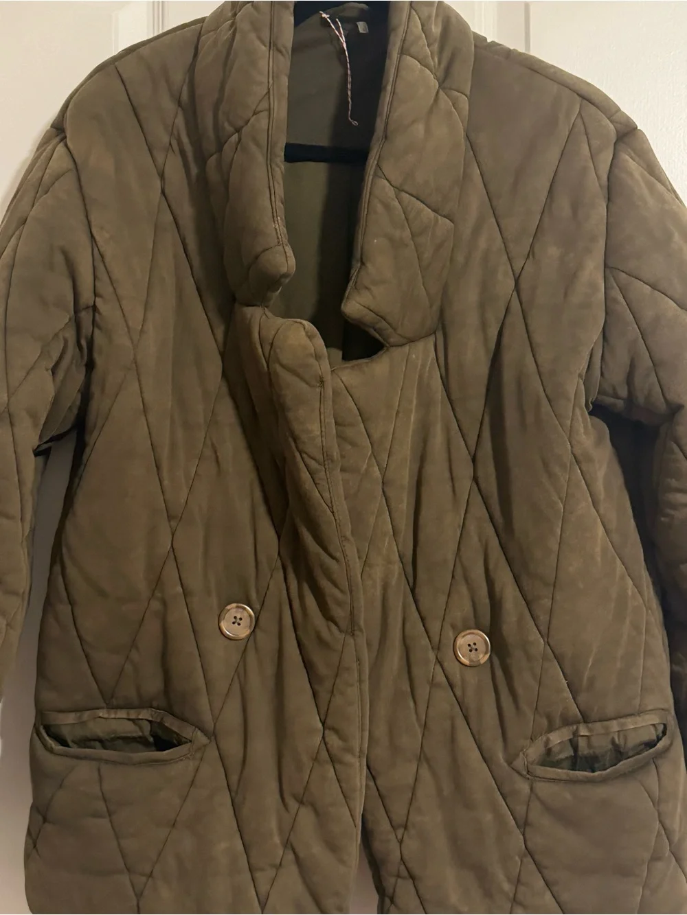 Free People Tawny Pillow Puffer Quilted Olive Green Washed Women's Jacket